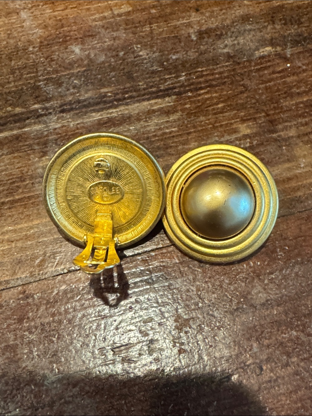 Carolee Gold-Tone Round Clip Earrings with Concentric Ring Design